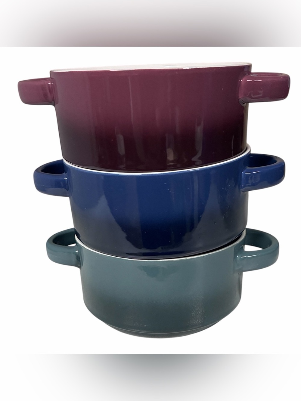 Mikasa Gourmet Basics Ombré Stoneware-set of 3 Handled Bowls